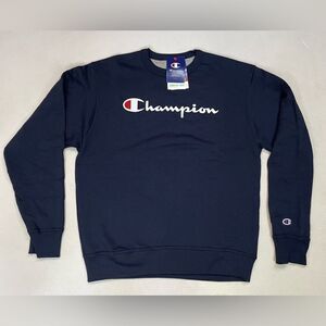 Champion Powerblend Fleece Crewneck Sweatshirt Men Medium Navy Blue NWT